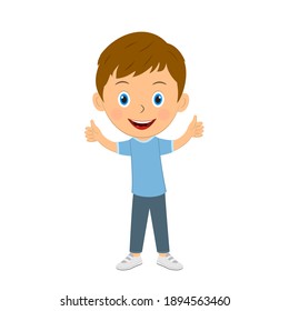 cute cartoon boy shows great mark,illustration,vector