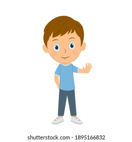 cute cartoon boy shows stop mark,illustration,vector