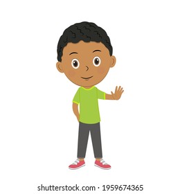 cute cartoon boy shows stop mark,illustration,vector