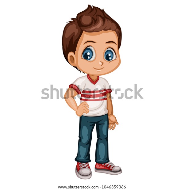 Cute Cartoon Boy Sport Clothes Happy Stock Vector (Royalty Free ...