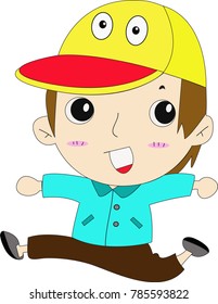 Cute cartoon boy vector illustration.