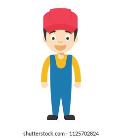 Cute cartoon boy wearing hat 