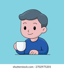 Cartoon Boy bonito trabalhando - Ilustração digital