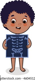 Cute cartoon boy with x-ray screen.