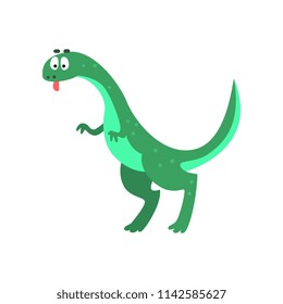 Cute cartoon brachiosaurus dinosaur, prehistoric dino character vector Illustration on a white background