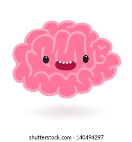 Cute Cartoon Brain Character.