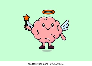 Cute Cartoon Brain character in the form of fairy in 3d cartoon style concept