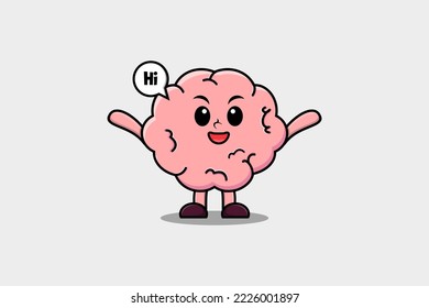 Cute cartoon Brain character with happy expression in modern style design illustration