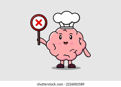 caricatura lindo chef cerebral sostiene tablón de anuncios equivocado en ilustración de personajes vectoriales