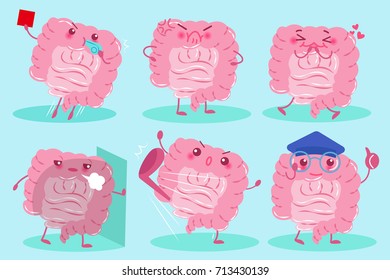 cute cartoon brain on the blue background