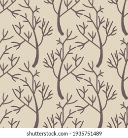 Cute cartoon branches seamless pattern. Background  with plant, branch. Wrapping paper, textile. 