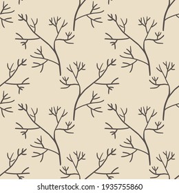 Cute cartoon branches seamless pattern. Background  with plant, branch. Wrapping paper, textile. 