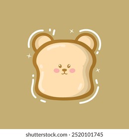 Bonito desenho animado pão urso face Vetor ilustração vetor design