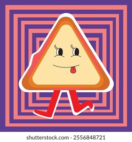 A cute cartoon bread icon with a cheerful smiley face.
