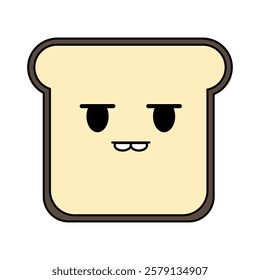 Cute Cartoon Bread Slice Character Icon