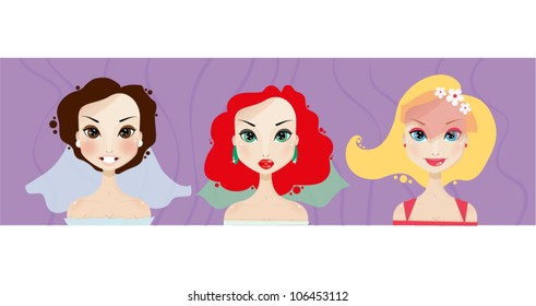 cute cartoon brides set