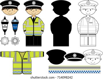 Cute Cartoon British Policeman
