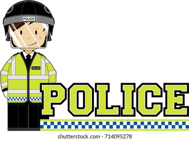 Cute Cartoon British Policeman Illustration
