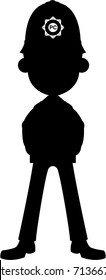 Cute Cartoon British Policeman in Silhouette
