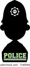 Cute Cartoon British Policeman in Silhouette
