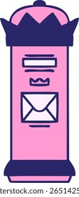 cute cartoon of a british post box in bright neon color