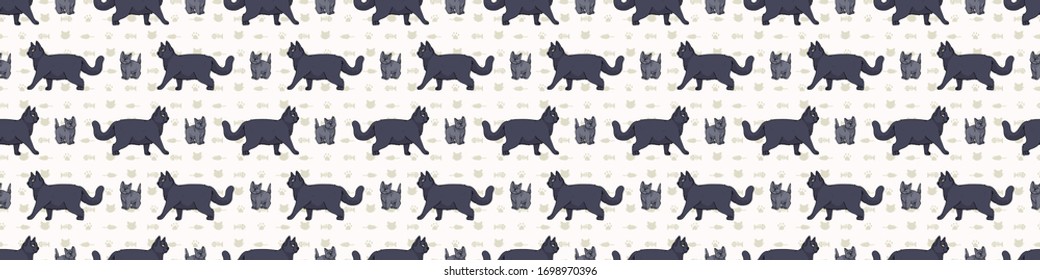 Caricatura británica de gatos cortos y gatitos sin fisuras. Niños de raza gatita de origen doméstico. El amante del gato inglés purebred washi ribbon. Guarnecido EPS 10 felino. 