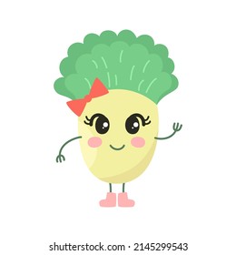 Cute Cartoon Broccoli auf weißem Hintergrund. Vektorgrafik.