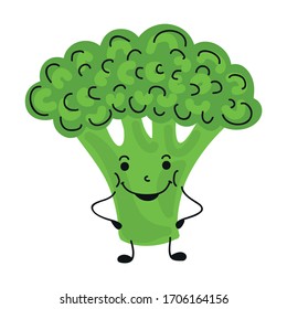 Cute cartoon broccoli. Vector illustration