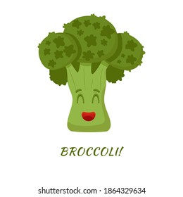 Cute cartoon broccoli vector illustration