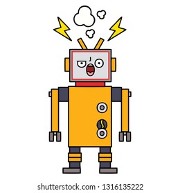 cute cartoon of a broken robot