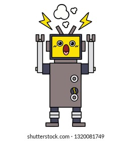 cute cartoon of a broken robot