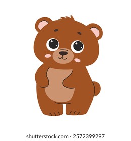 Cute cartoon brown bear isolated on white background. Children's illustration on white background 
Vector illustration.