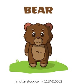 Cute cartoon brown bear. Vector bear illustration.