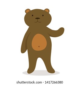cute cartoon brown bear. vector image isolated on white background.