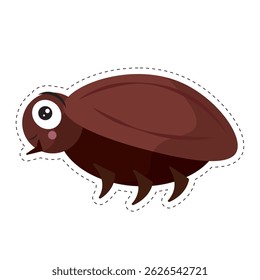 Besouro marrom de desenhos animados bonito. Ilustração vetorial