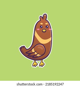 Cuta caricatura de pájaro marrón en ilustración vectorial. Vector animal aislado. Estilo de caricatura plano