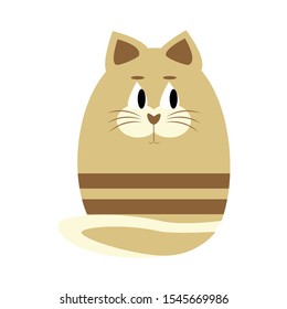 Cute cartoon brown cat. Simple illustration of vector cat. 