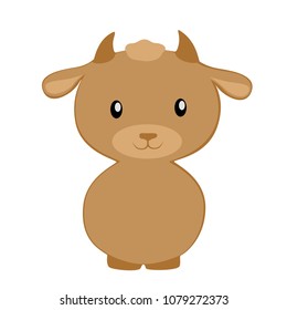 Cute cartoon brown cow.  Matching animals also available.  Transparent background in vector file.