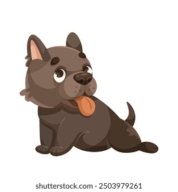 Cute cartoon brown dog with tongue out. Vector illustration