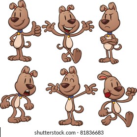 Cute cartoon brown dogs. Vector illustration with simple gradients. All in separate layers for easy editing.