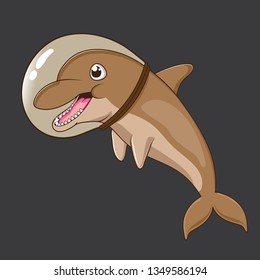cute cartoon brown dolphin