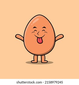 Cute cartoon brown cute egg character with flashy expression in cute style