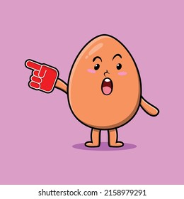 Cute Cartoon Brown cute egg with foam finger glove in modern design