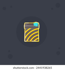 Cute Cartoon Brown Gift Icon Blue Four Loop Bow Present In Golden Frame Holiday Win Award Achievement Vector Design