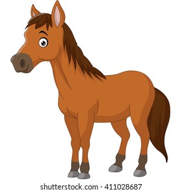 Cute cartoon brown horse