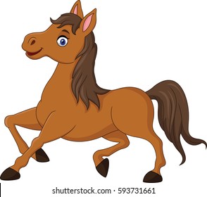 Cute cartoon brown horse