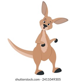 Cute cartoon brown kangaroo on Australia Day
