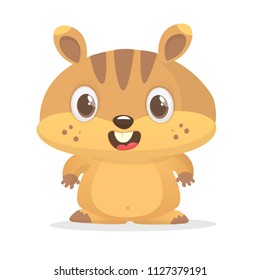 Cute cartoon brown marmot. Groundhog Day isolated vector illustration.