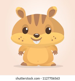Cute cartoon brown marmot. Groundhog Day isolated vector illustration.