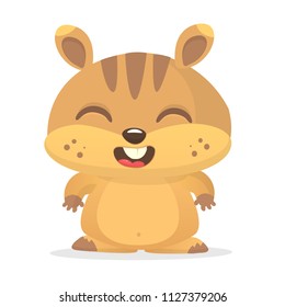 Cute cartoon brown marmot looking from hole in ground. Groundhog Day isolated vector illustration.